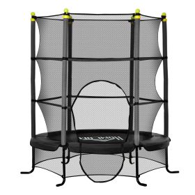5.3FT Kids Trampoline with Safety Enclosure, Black, Indoor/Outdoor Use for Ages 3-10