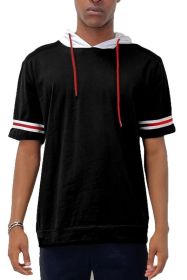 SHORT SLEEVE HOODED SHIRT (Color: BLACK, size: S)