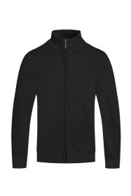 Weiv Mens Solid Full Zip Sweater (Color: BLACK, size: M)