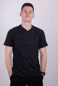 Tri-Blend V-Neck T-Shirt (Color: BLACK, size: L)