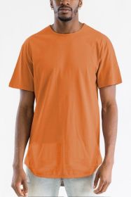 Extended Scallop Round Neck Tshirt (Color: Navy, size: L)